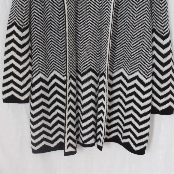 Lineamaglia Women's Made in Italy Open front Long Cardigan Black & White Sz M - Picture 3 of 6